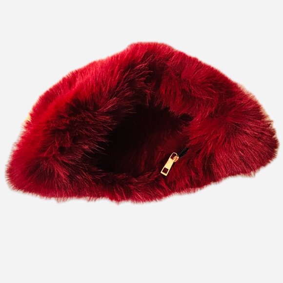 Obilis, Paris Boutique Exclusive Mink HandBag Rich Burgundy Mini Bag NEW - Picture 4 of 9